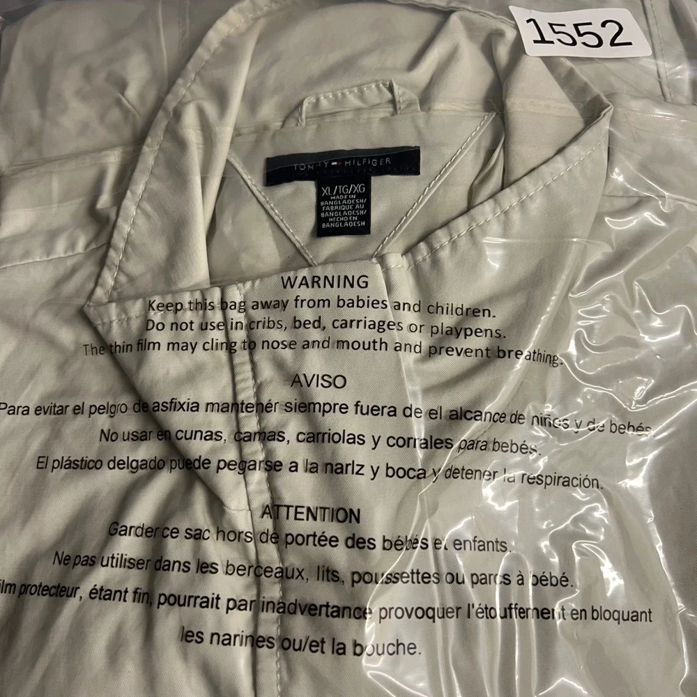 Tommy Hilfiger Womens XL Beige Cotton Blend Full Zip Utility Jacket Cargo Pocket